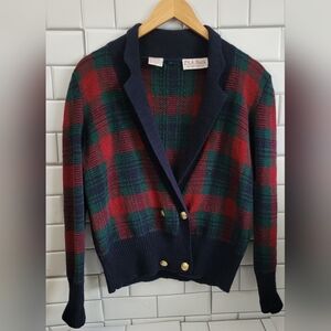 Jos A Bank Sportswear Ladies Vintage Cardigan Sweater 100% Shetland Wool Color(S